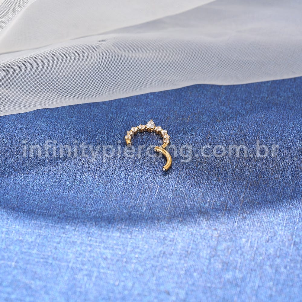 Piercing Argola Titânio Zircônia Gota Cravejada