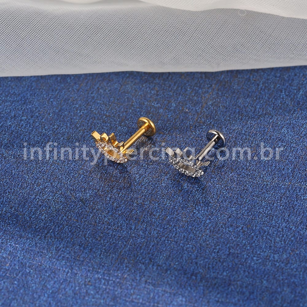 Piercing Labret Titânio Olho Com Zircônia