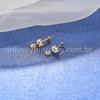 Piercing Labret Titânio Flor Pingente Flor Zircônia
