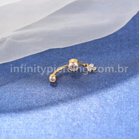 Piercing Banana Titânio Zircônia Pingente Cisne
