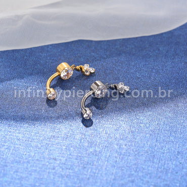 Piercing Banana Titânio Zircônia Pingente Cisne