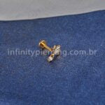 Piercing Labret Titânio Flor Com Pingente Zircônia