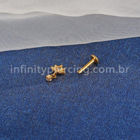 Piercing Labret Titânio Flor Com Pingente Zircônia