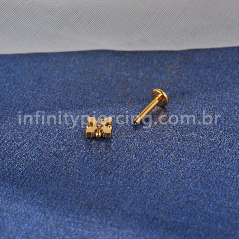 Piercing Labret Titânio Quadrado 5 Zircônia