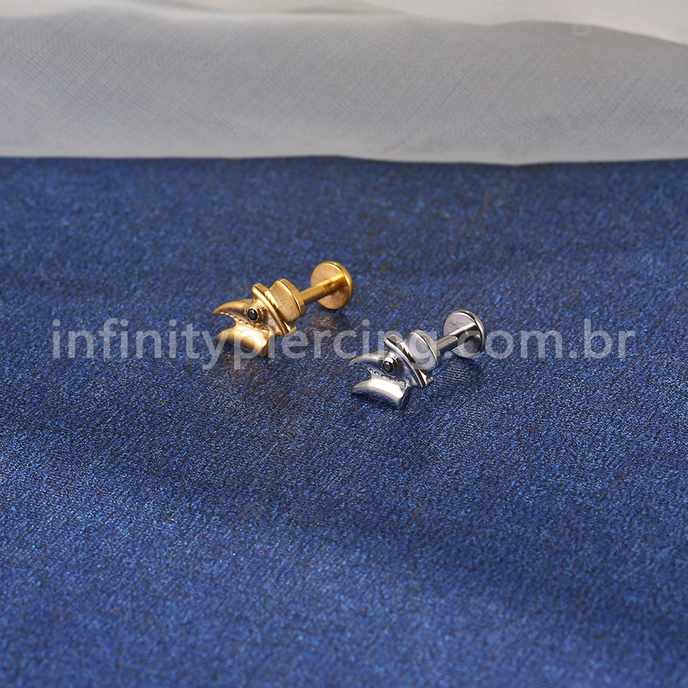 Piercing Labret Titânio Pinguim