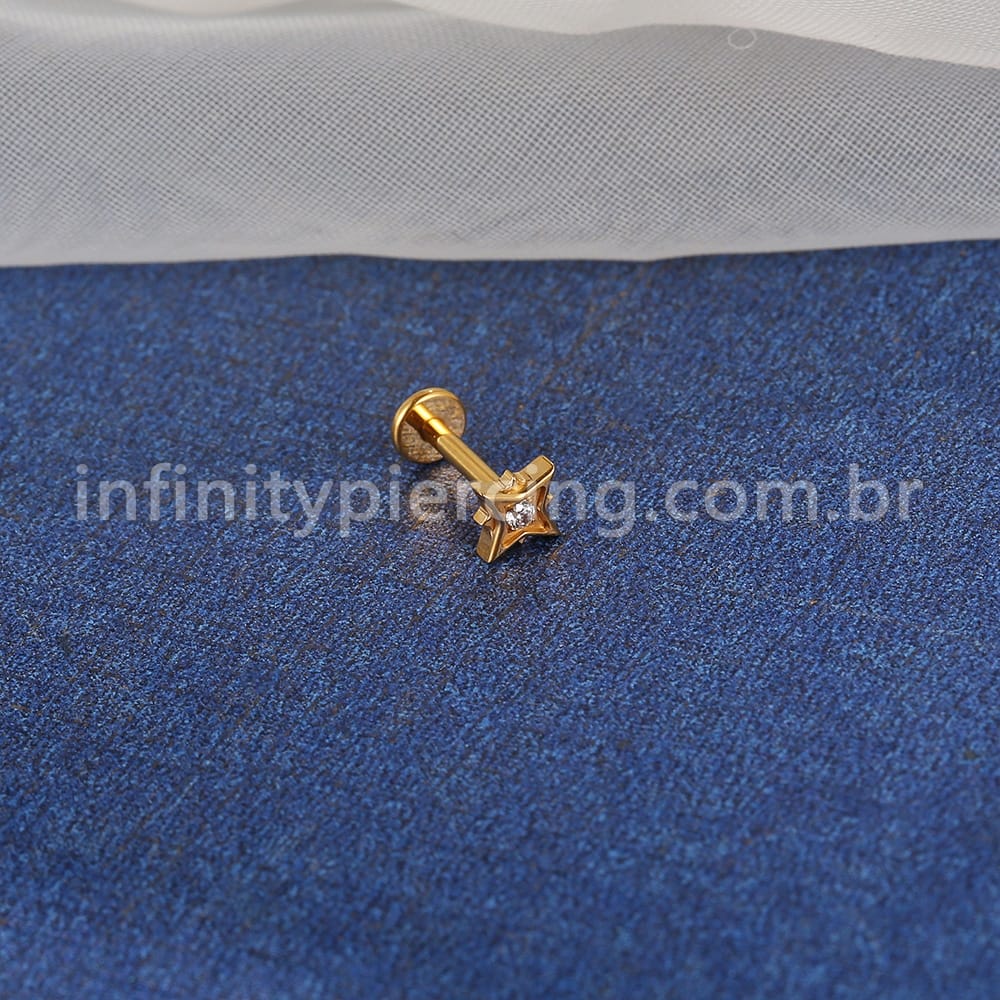 Piercing Labret Titânio Estrela Zircônia