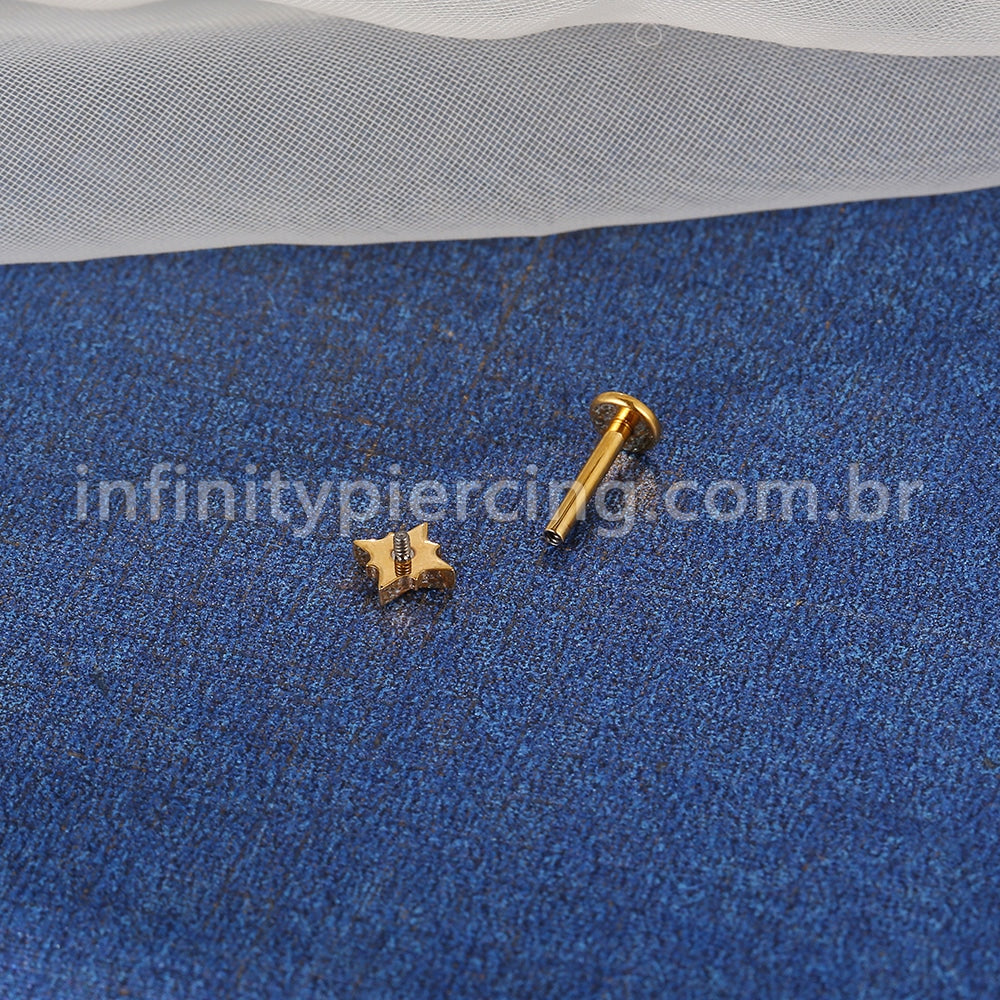 Piercing Labret Titânio Estrela Zircônia