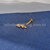 Piercing Labret Titânio Galho Zircônia Cravejada