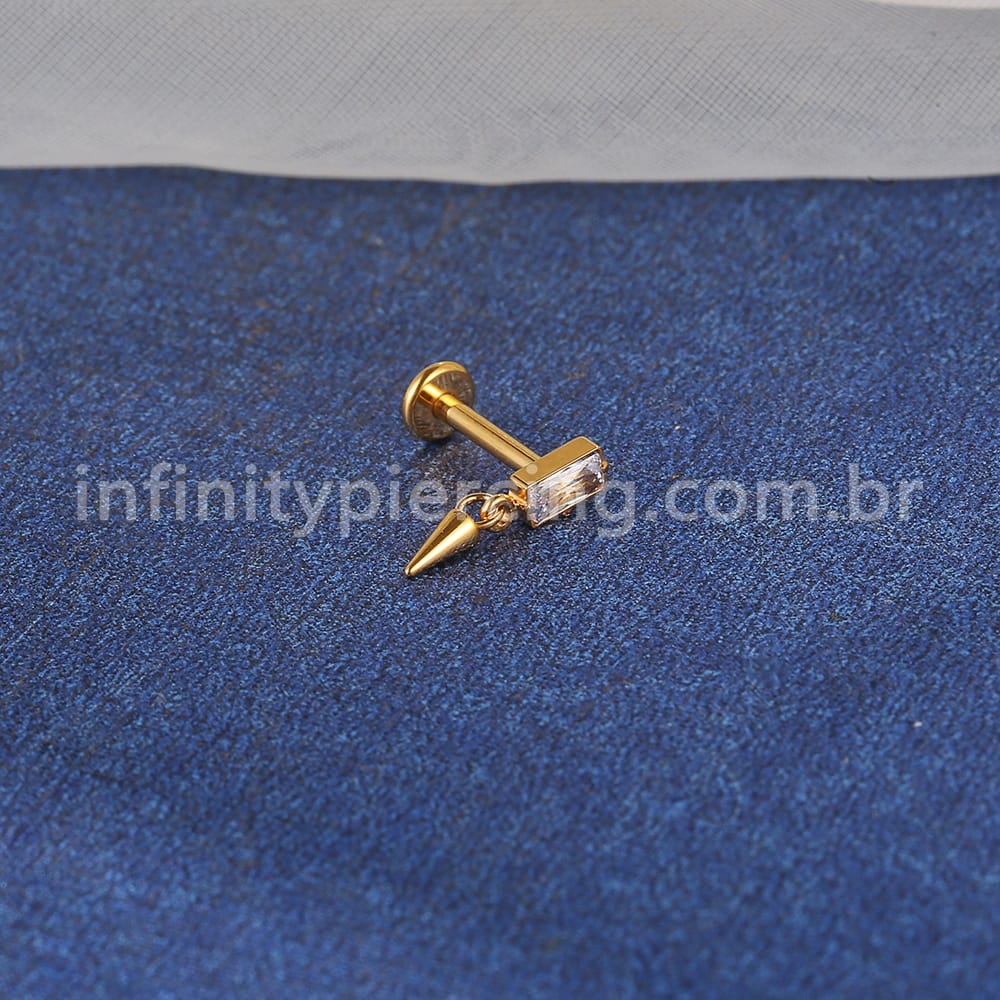 Piercing Labret Titânio Retângulo Com Pingente Spike