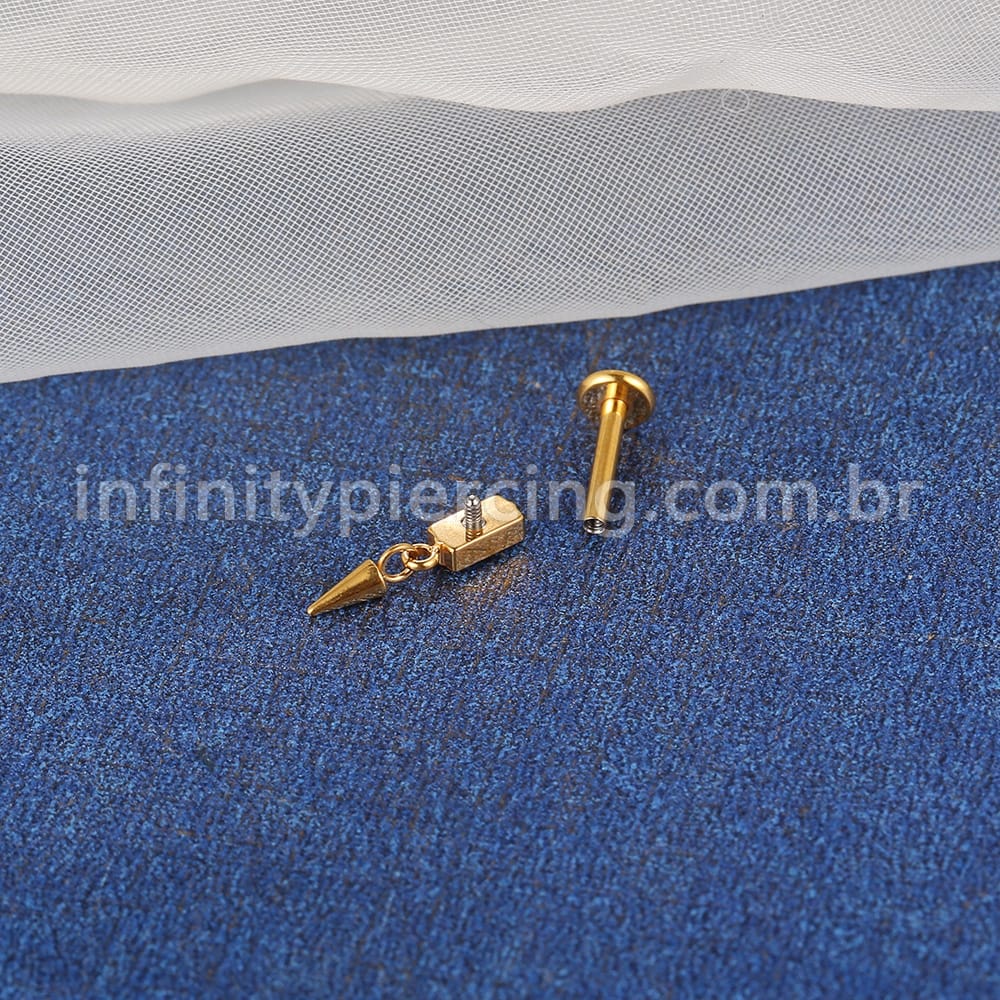 Piercing Labret Titânio Retângulo Com Pingente Spike