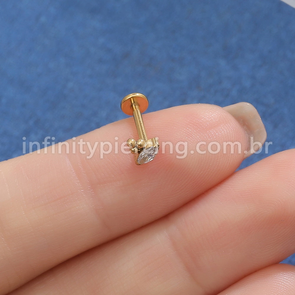 Piercing Labret Titânio Indiano Zircônia
