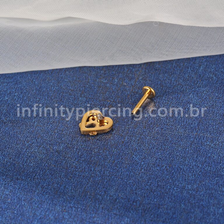 Piercing Labret Titânio Coração/Laço Zircônia