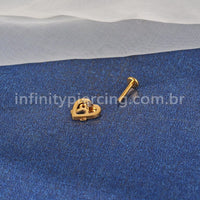 Piercing Labret Titânio Coração/Laço Zircônia