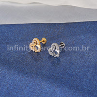 Piercing Labret Titânio Coração/Laço Zircônia