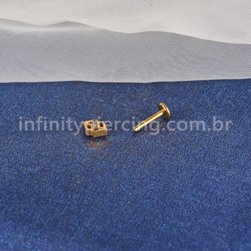 Piercing Labret Titânio Oval Zircônia