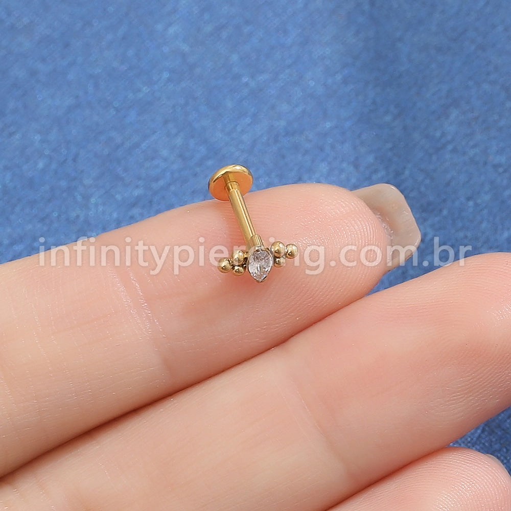Piercing Labret Titânio Indiano Zircônia