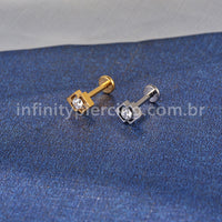 Piercing Labret Titânio Oval Zircônia