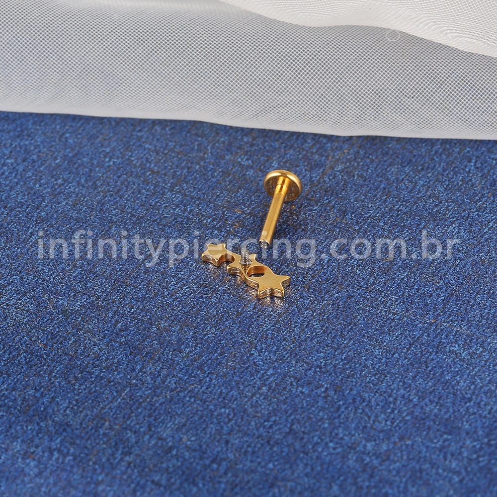 Piercing Labret Titânio Estrelas
