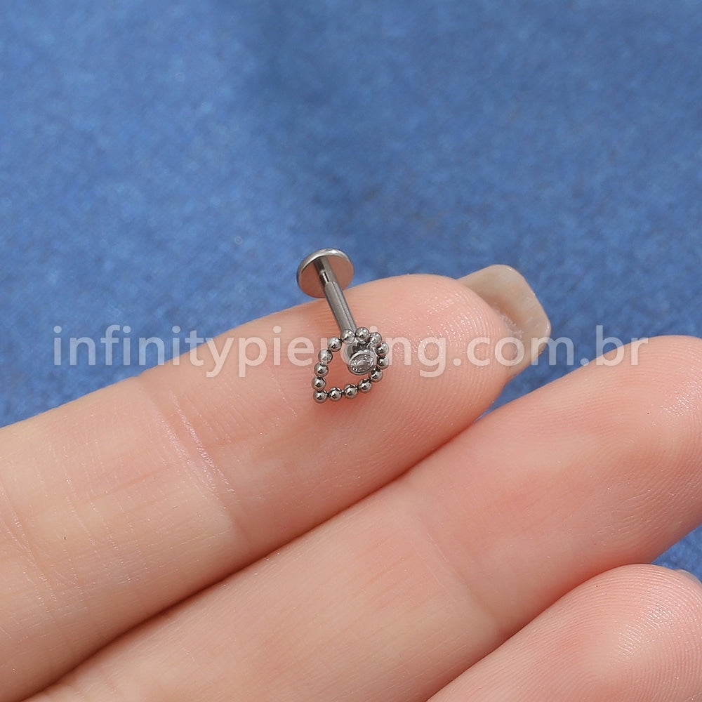 Piercing Labret Titânio Indiano Gota 1 Zircônia