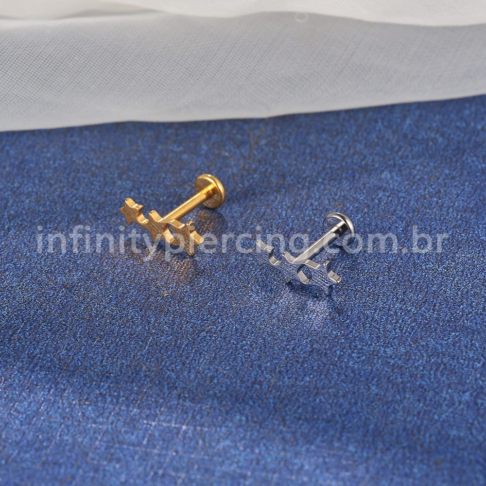 Piercing Labret Titânio Estrelas