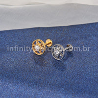 Piercing Labret Titânio Estrela Zircônia