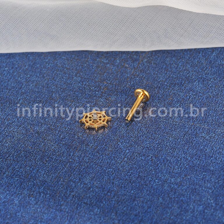 Piercing Labret Titânio Teia De Aranha