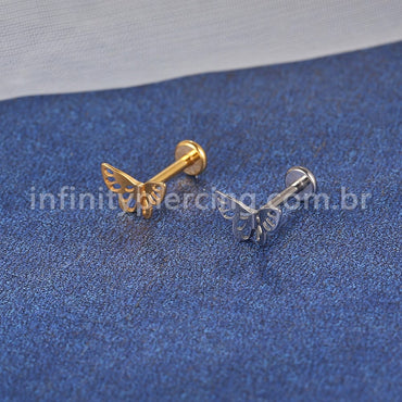 Piercing Labret Titânio Borboleta Vazada