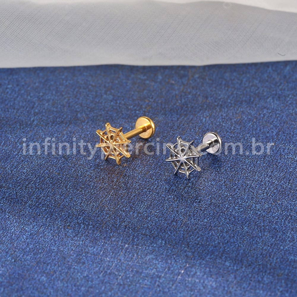 Piercing Labret Titânio Teia De Aranha