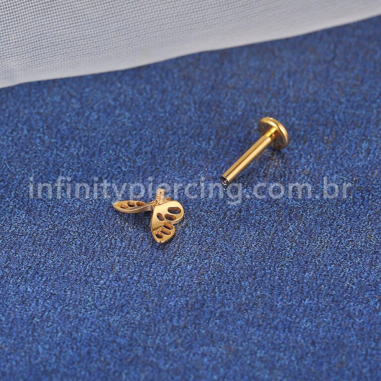 Piercing Labret Titânio Borboleta Vazada