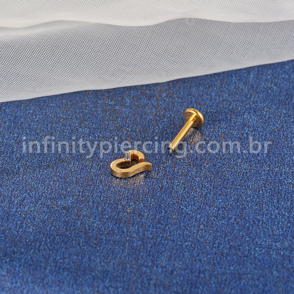 Piercing Labret Titânio Coração Zircônia Cravejada