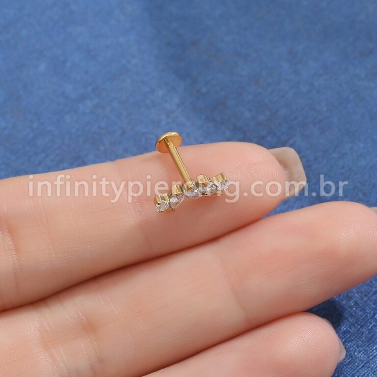 Piercing Labret Titânio Cluster Mini Peixes Zircônia