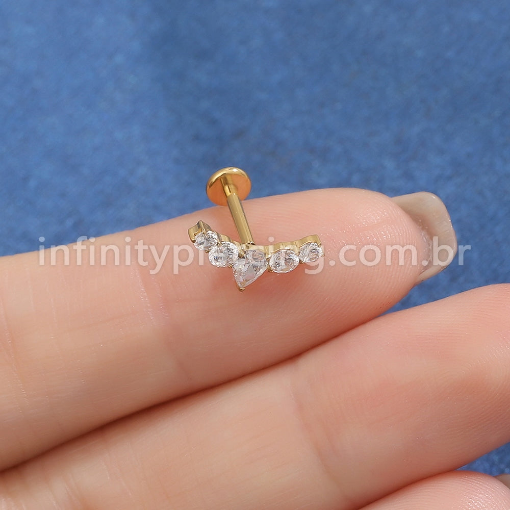 Piercing Labret Titânio Cluster 5 Zircônias