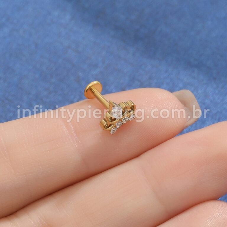 Piercing Labret Titânio Coroa Zircônia