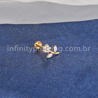 Piercing Labret Titânio Flor Com Zircônias