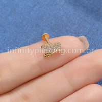 Piercing Labret Titânio Borboleta Zircônia