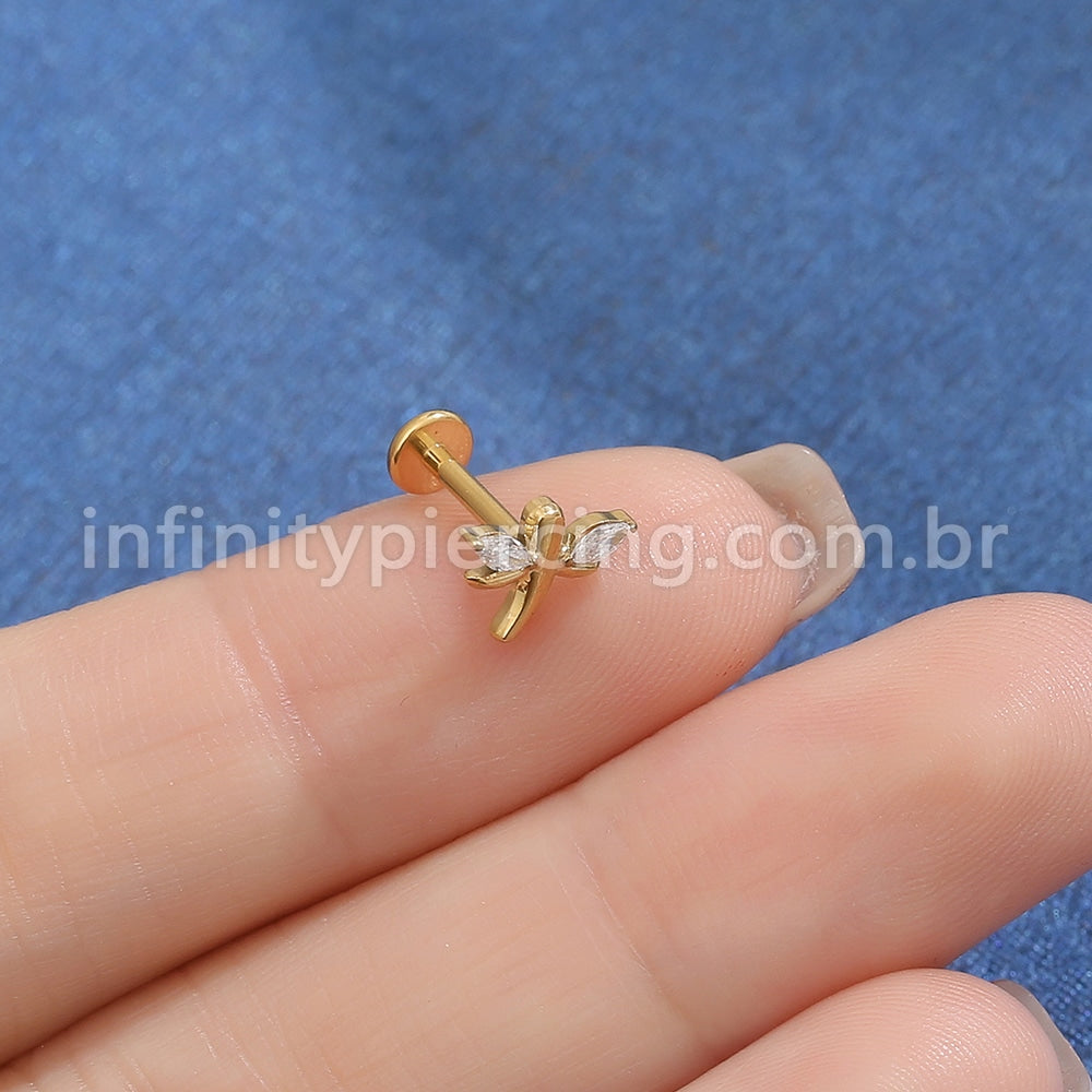 Piercing Labret Titânio Libélula Zircônia