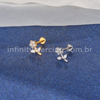 Piercing Labret Titânio Flor Com Zircônias