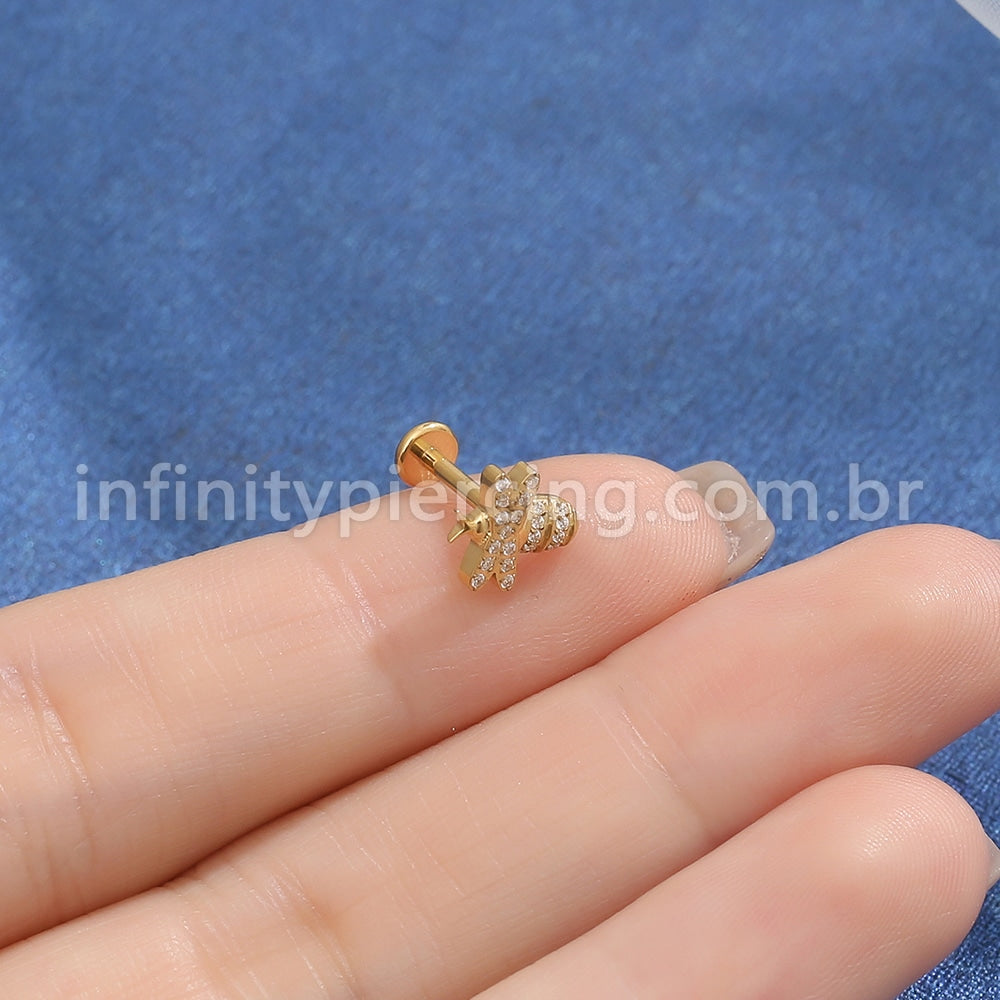 Piercing Labret Titânio Abelha Zircônia