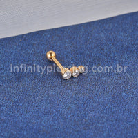 Piercing Minibarbell Aço Cirúrgico Trio Reto Zircônia Cravada
