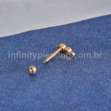 Piercing Minibarbell Aço Cirúrgico Trio Reto Zircônia Cravada