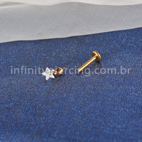 Piercing Labret Titânio Pingente Estrela Zircônia