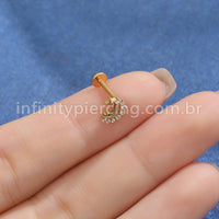 Piercing Labret Titânio Lua/Estrelas Zircônias