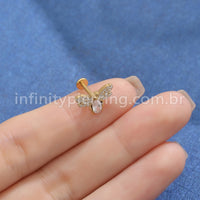 Piercing Labret Titânio Abelha Zircônia Cravejada