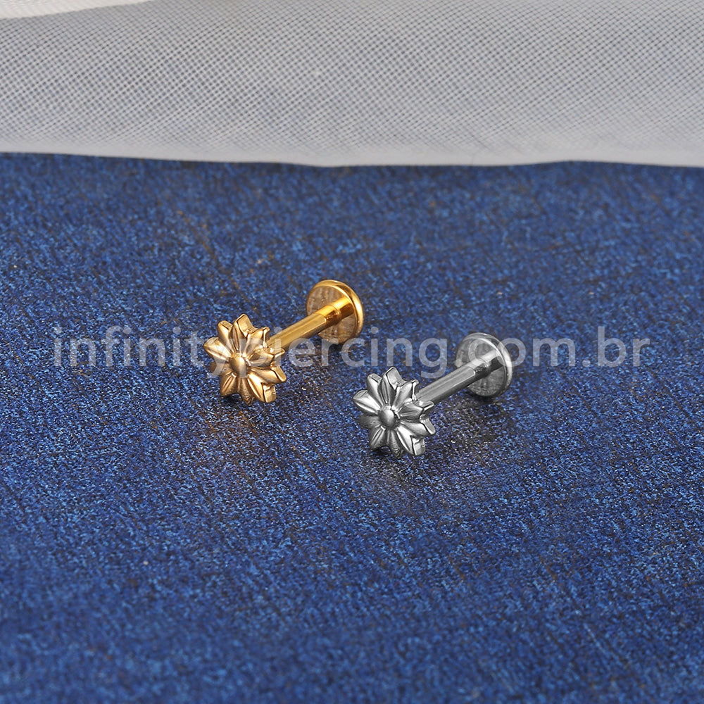 Piercing Labret Titânio Flor Girassol