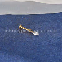 Piercing Labret Titânio Pingente Oval Zircônia