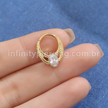 Piercing Argola Titânio Trabalhada / Zircônia