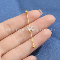 Piercing Transversal Titânio Borboleta Zircônia