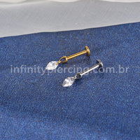 Piercing Labret Titânio Pingente Oval Zircônia