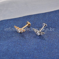 Piercing Labret Aço Cirúrgico Indiano Zircônias