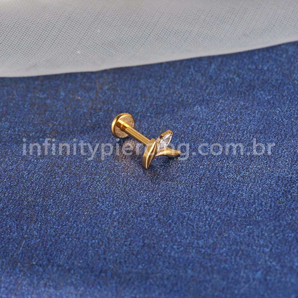 Piercing Labret Titânio Flor Com Zircônia